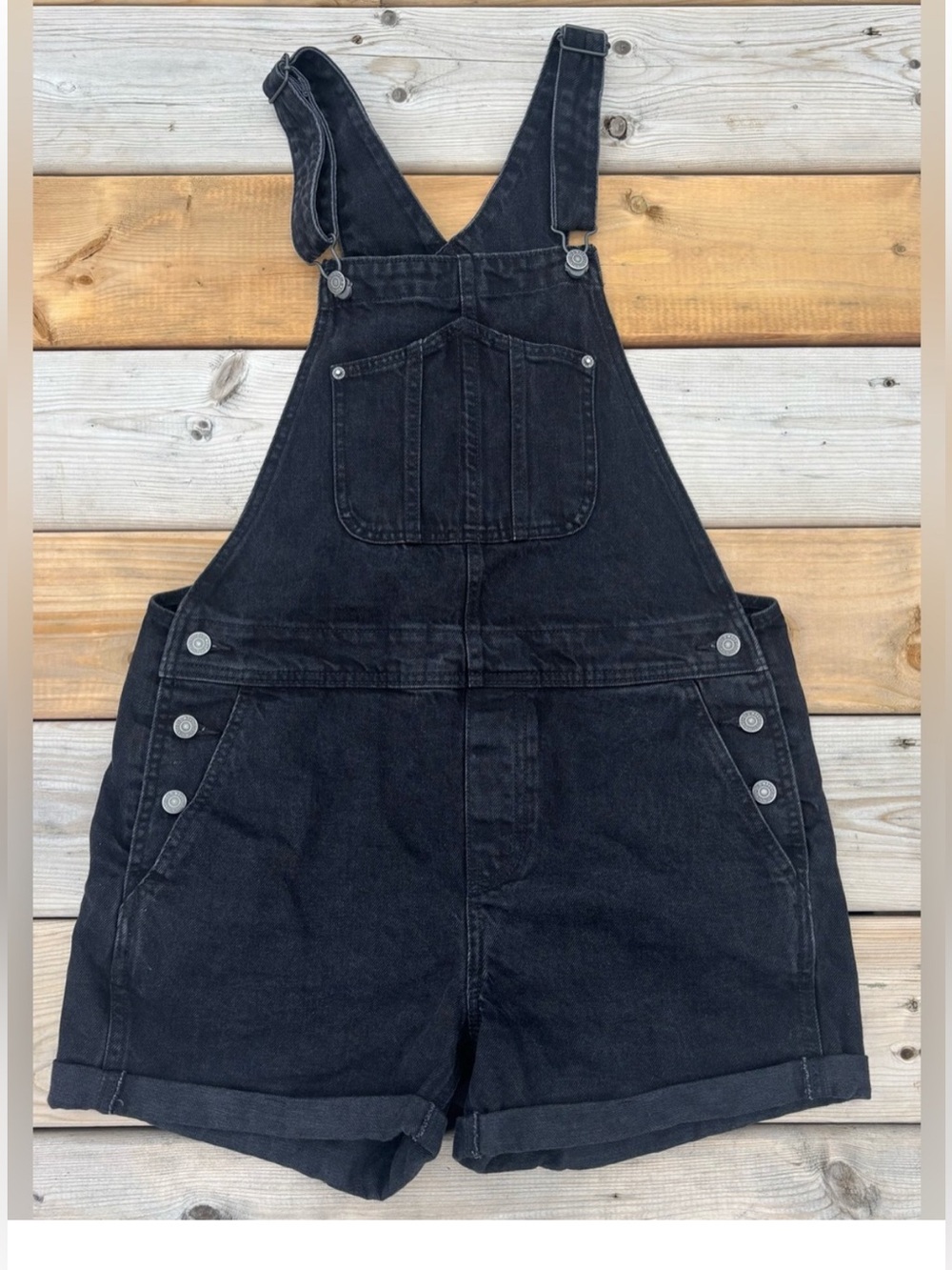 Black Denim Women’s Short Overalls - Size medium Old Navy